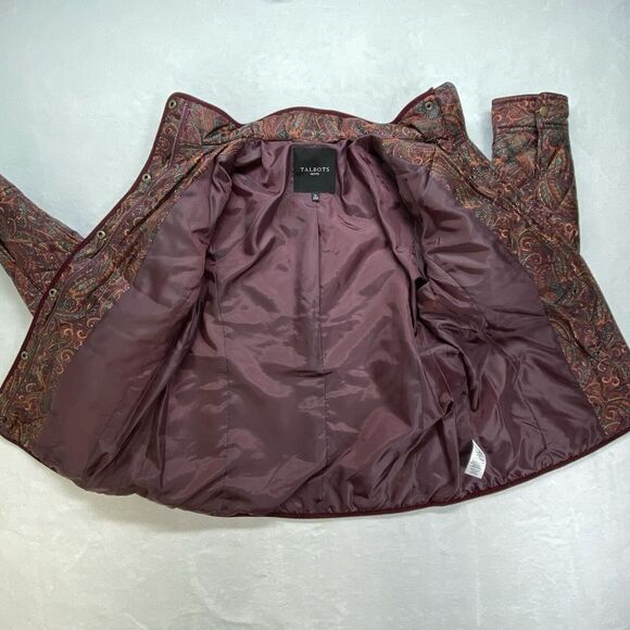 Talbots Jackets Womens S Petite Quilted Paisley‎ Corduroy trim art to wear boho - Picture 8 of 13